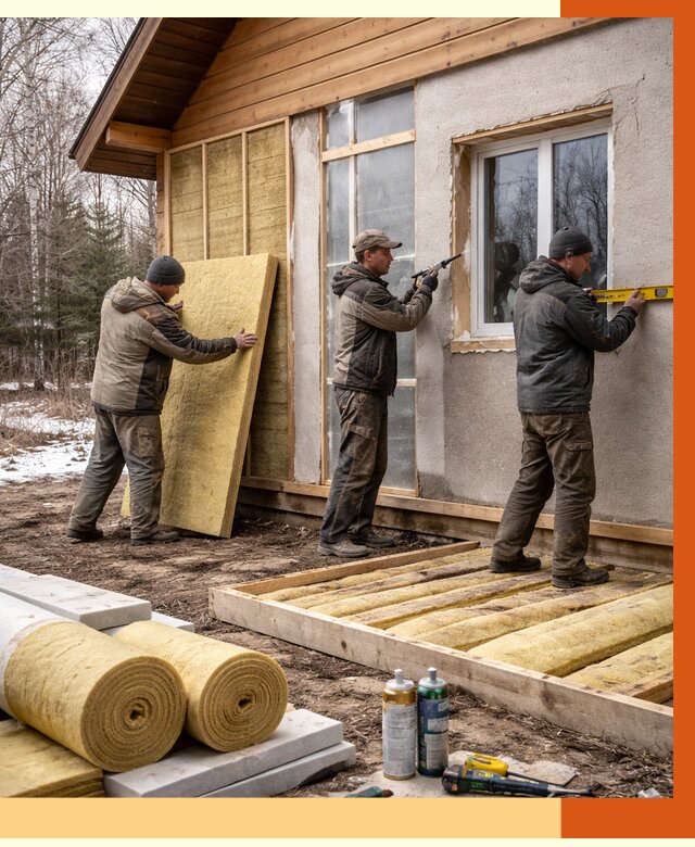 Утепление дачного дома в Шумерле от 5160 руб/м2 — недорого | ТепломастерШмр