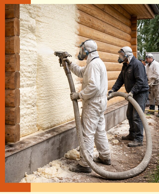 Утепление дома из бруса пенополиуретаном в Шумерле