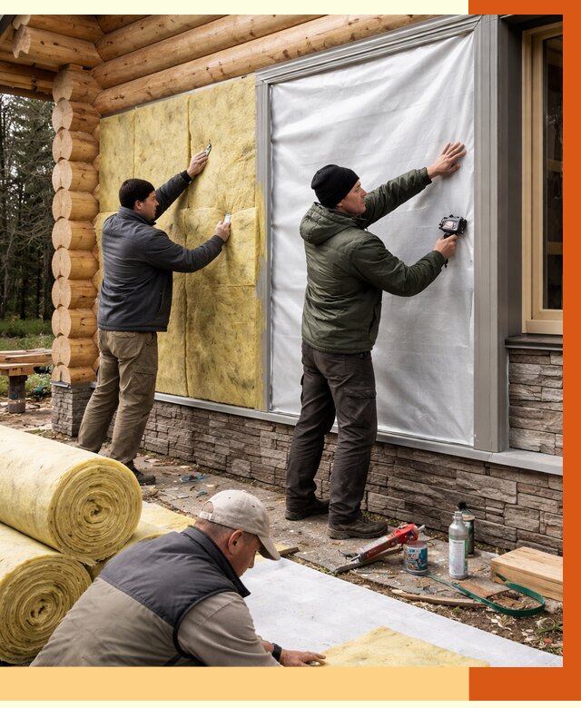 Утепление бревенчатого дома в Шумерле от 8310 руб/м2 — заказать под ключ | ТепломастерШмр