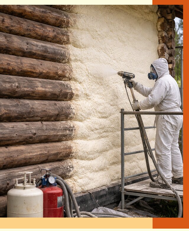 Утепление бревенчатого дома ППУ в Шумерле под ключ от 6789 руб. | ТепломастерШмр