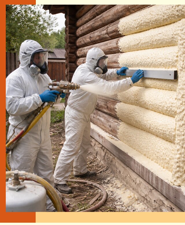 Утепление бревенчатого дома ППУ в Шумерле эффективной изоляцией