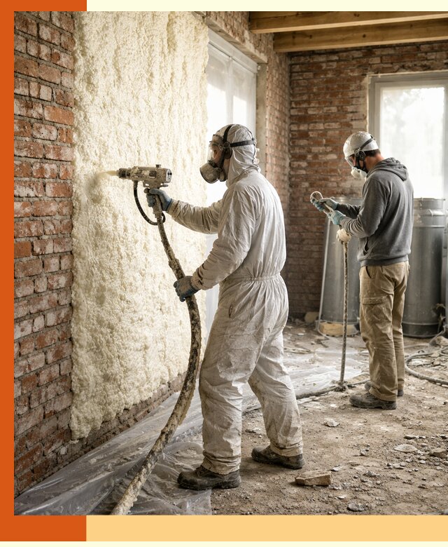 Утепление кирпичного дома пенополиуретаном в Шумерле