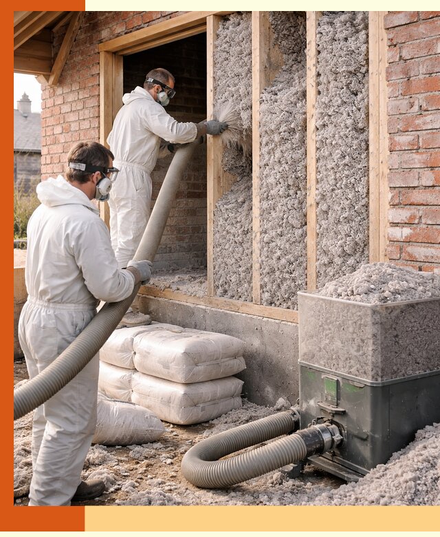 Утепление кирпичного дома эковатой в Шумерле