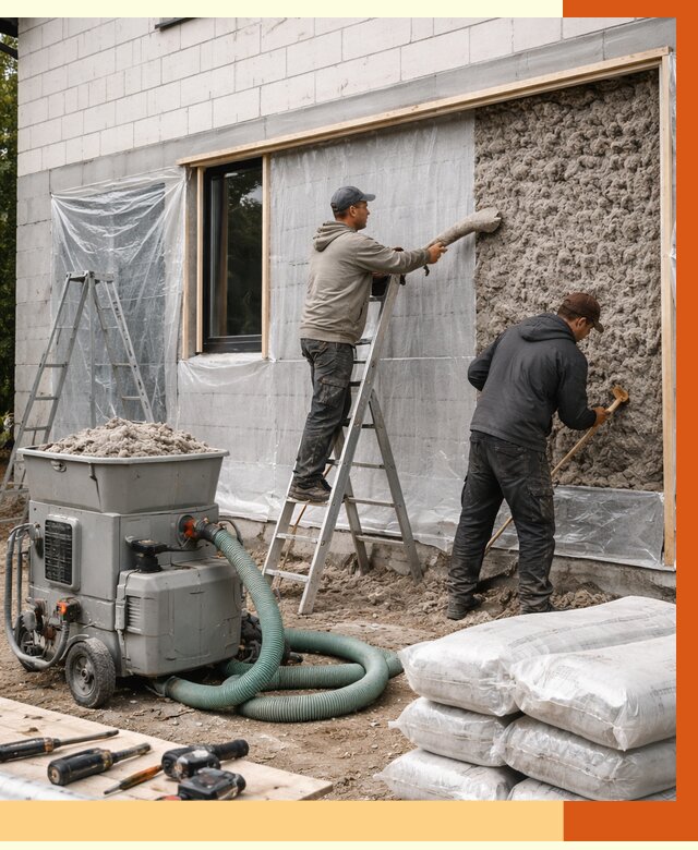 Утепление дома из газобетона эковатой в Шумерле от 4888 руб./м2 | ТепломастерШмр