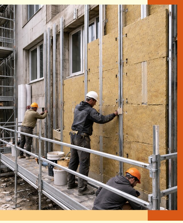 Утепление вентилируемого фасада в Шумерле от 6083 руб/м2 — монтаж и утепление вентфасад | ТепломастерШмр