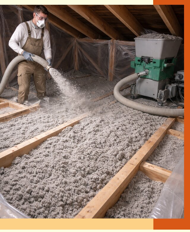 Утепление чердака эковатой в Шумерле от 1575 руб/м2 — заказать у ТепломастерШмр