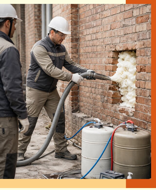 Заливка ППУ в пустоты кирпичной стены в Шумерле от 2987 руб. | ТепломастерШмр