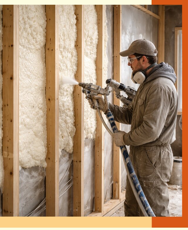 Утепление каркасной стены ППУ в Шумерле от 4617 руб./м2 под ключ | ТепломастерШмр