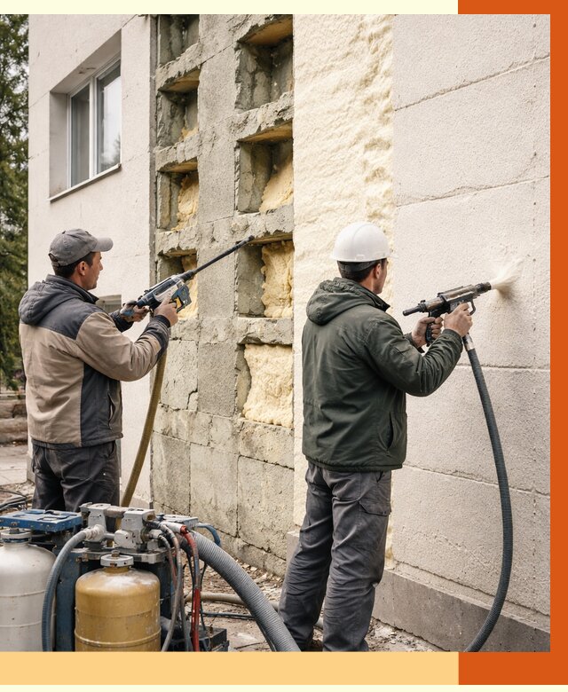 Заполнение пустот фасада в Шумерле от 4888 руб. — утепление пустот облицовки | ТепломастерШмр