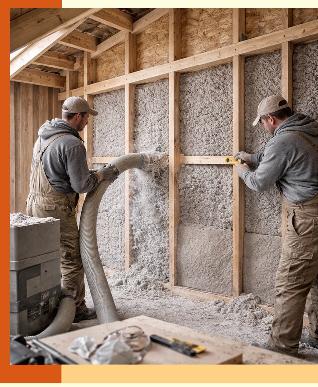 Утепление эковатой стен, потолков и перекрытий в Шумерле