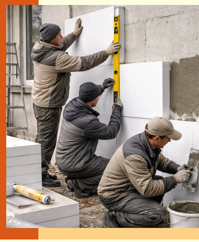 Утепление пенопластом наружных стен и фасадов в Шумерле