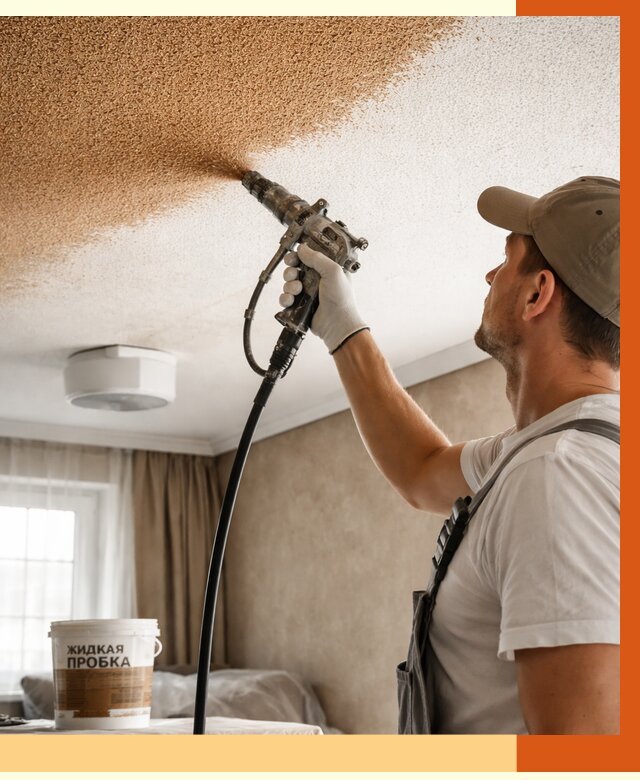 Утепление потолка жидкой пробкой в Шумерле от 3802 руб. | ТепломастерШмр