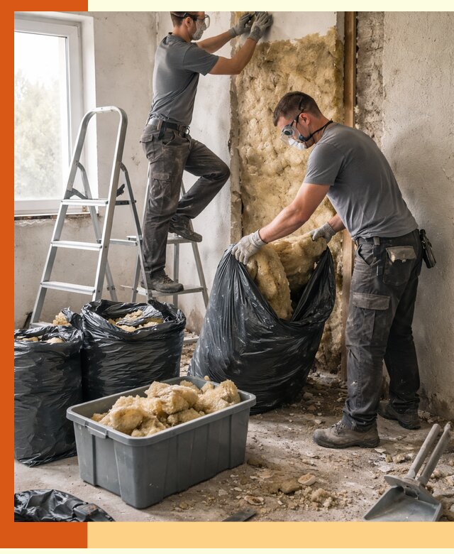 Демонтаж старого утеплителя и вывоз отходов в Шумерле